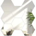 Nástěnné samolepící zrcadlo Hexagon stříbrné