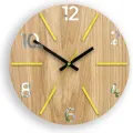 Dřevěné nástěnné hodiny Aksel 33 cm dub přírodní/žluté