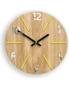 Dřevěné nástěnné hodiny Aksel 33 cm dub přírodní/žluté