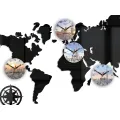 3D nalepovací hodiny World map černá