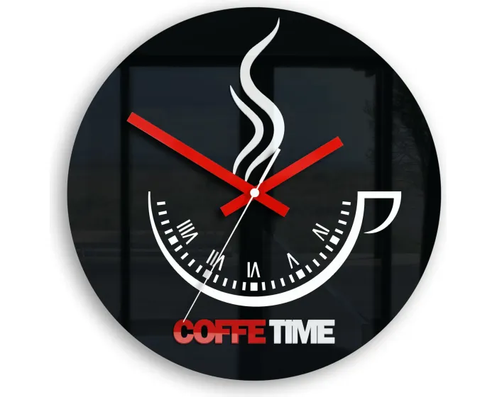 Nástěnné hodiny Coffe Time černé