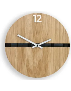 Dřevěné nástěnné hodiny Ramzes 33 cm dub přírodní/černé