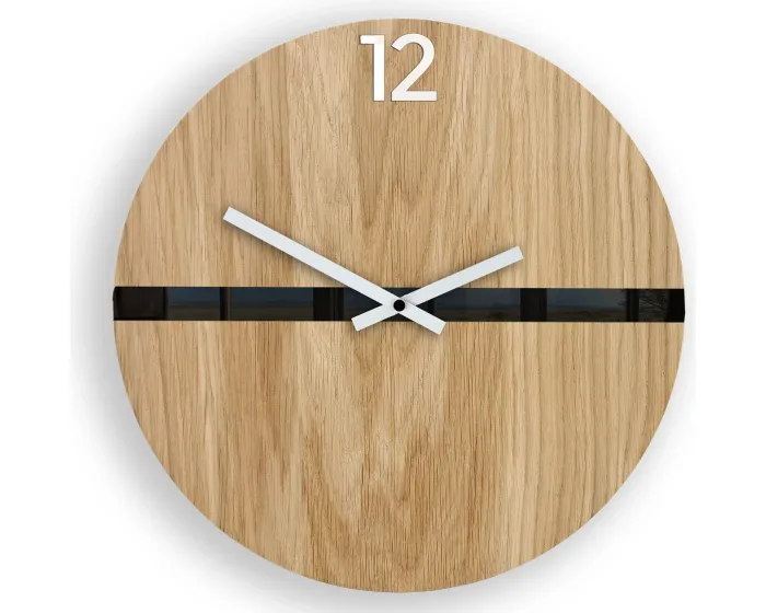 Dřevěné nástěnné hodiny Ramzes 33 cm dub přírodní/černé