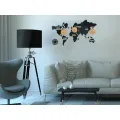 Nástěnné samolepící hodiny Time Zones 100x56 cm černé/hnědé