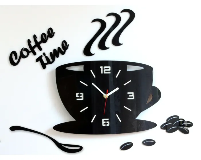 Nástěnné hodiny Coffee černé