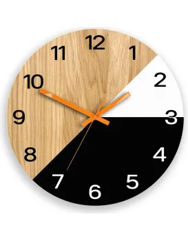 Dřevěné nástěnné hodiny Texas 33 cm černé/oranžové