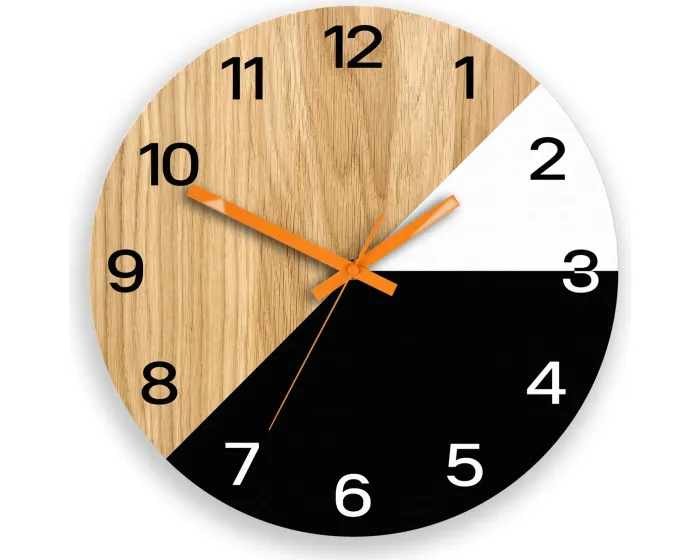Dřevěné nástěnné hodiny Texas 33 cm černé/oranžové