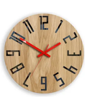 Dřevěné nástěnné hodiny Slim 33 cm černé/červené/hnědé