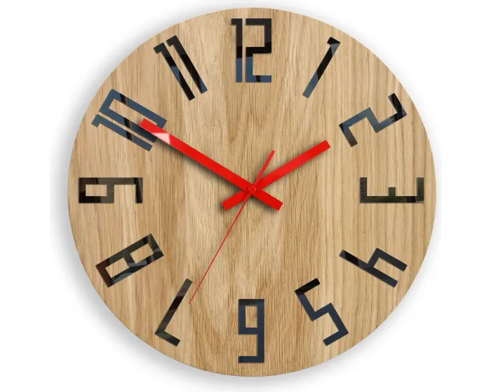 Dřevěné nástěnné hodiny Slim 33 cm černé/červené/hnědé