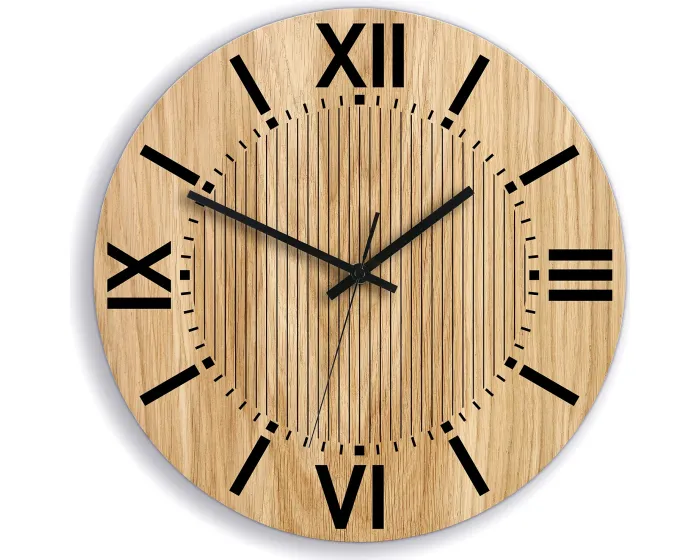 Dřevěné nástěnné hodiny Santiago 33 cm dub přírodní/černé
