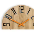 Dřevěné nástěnné hodiny Slim 33 cm černé/oranžové/hnědé