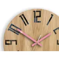 Dřevěné nástěnné hodiny Slim 33 cm černé/růžové/hnědé