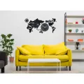 Nástěnné samolepící hodiny Mapa světa 110x55 cm černé
