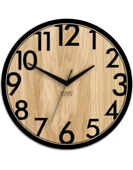 Dřevěné nástěnné hodiny Focus 33 cm dub přírodní/černé