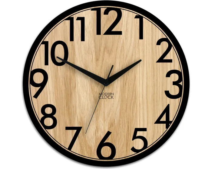 Dřevěné nástěnné hodiny Focus 33 cm dub přírodní/černé