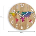 Dřevěné nástěnné hodiny Mapa Wood 33 cm hnědé/barevné