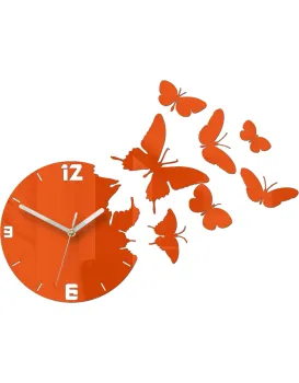 3D nalepovací hodiny Butterfly oranžové