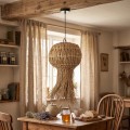 Závěsná lampa La Belle Boho IV černá/bambus