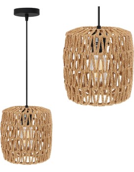 Závěsná lampa La Belle Boho V černá/hnědá
