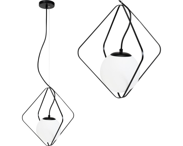 Závěsná lampa LA BELLE IV černá/bílá