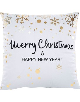 Vánoční povlak na polštář Merry Christmas 45x45 cm bílý/zlatý