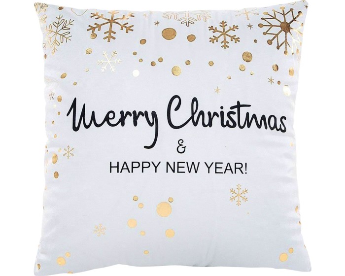Vánoční povlak na polštář Merry Christmas 45x45 cm bílý/zlatý