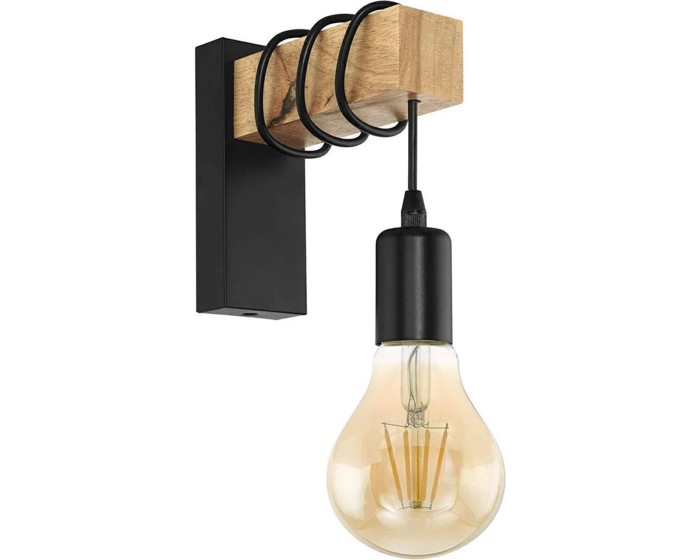 Nástěnná lampa Alo černá/přírodní