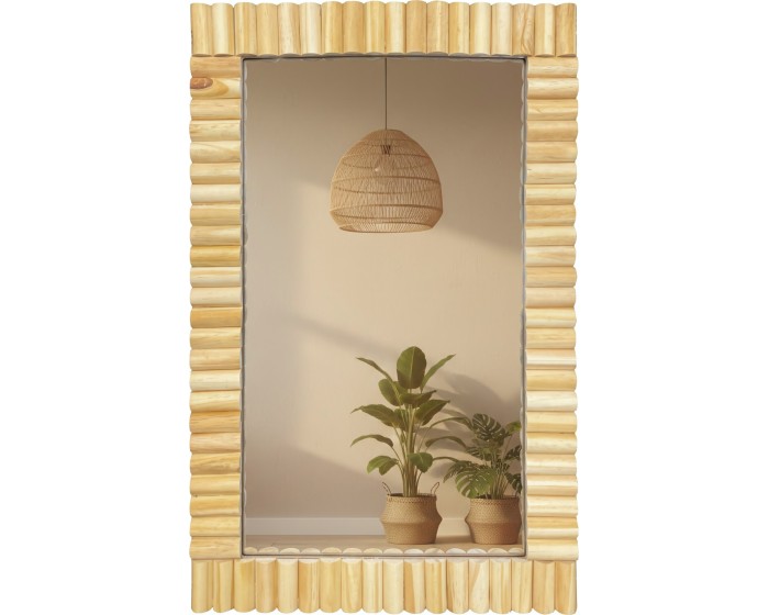 Nástěnné dřevěné zrcadlo BOHO 55x35 cm přírodní