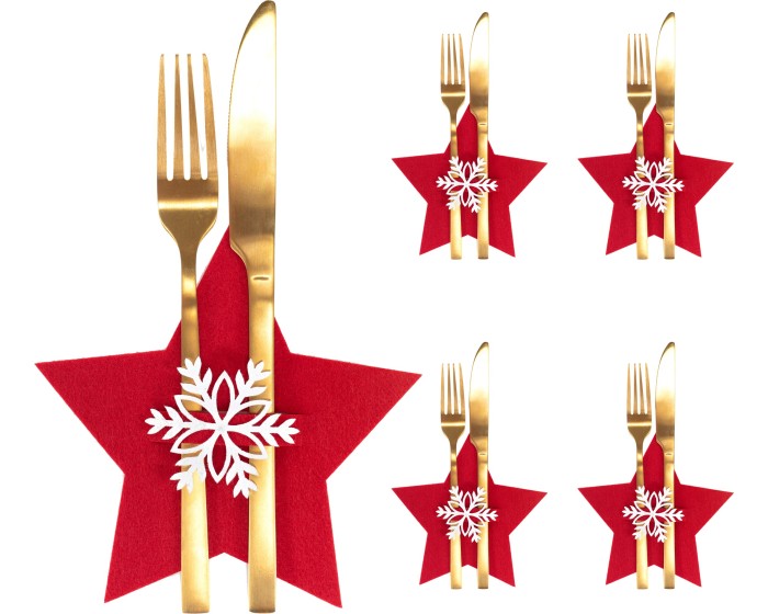 Vánoční obal na příbor Red Star 4 ks červený