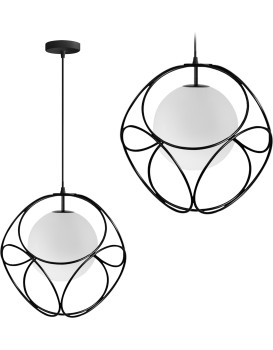 Závěsná lampa LA BELLE V černá/bílá