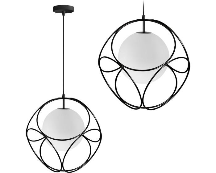 Závěsná lampa LA BELLE V černá/bílá