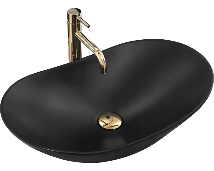 Keramické umyvadlo na desku Rea Royal Black Mat 61,5x35,5 cm matně černé