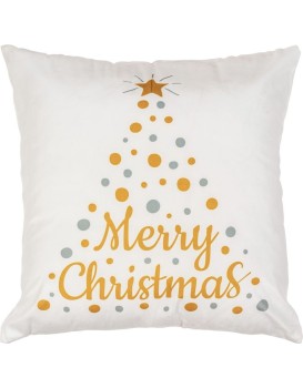 Vánoční 3D povlak na polštář Merry Christmas I. 45x45 cm bílý
