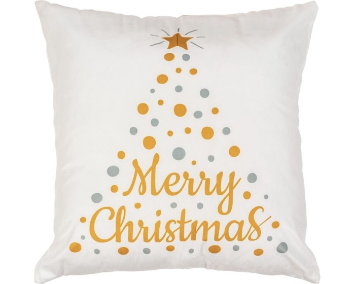 Vánoční 3D povlak na polštář Merry Christmas I. 45x45 cm bílý