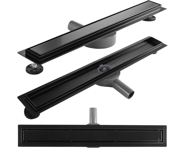 Lineární odtokový žlab Rea Neox Pro 80 cm černý