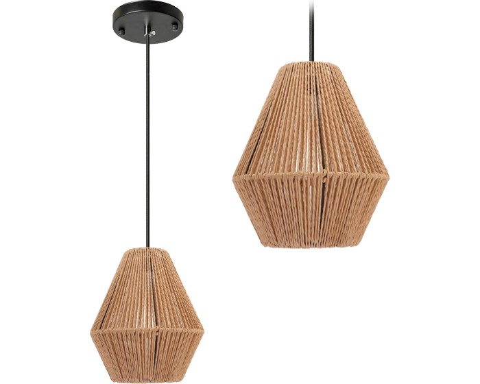 Závěsná lampa La Belle Boho I černá/hnědá