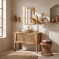 Nástěnné dřevěné zrcadlo BOHO 55x35 cm přírodní