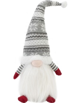 Vánoční skřítek ELF 0623 - 48 cm šedý/bílý
