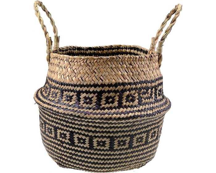 Přírodní košík BOHO I hnědo - černý