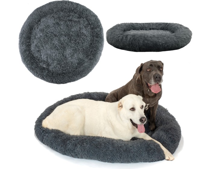Kulatý pelíšek pro psy a kočky Plush vel. XL 120 cm tmavě šedý