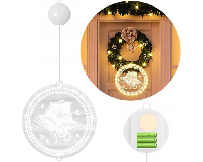 LED světelná ozdoba na okno JINGLE BELLS II kruhová bílá