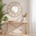Kulaté nástěnné zrcadlo BOHO 65 cm béžové