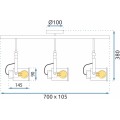 Trojité stropní svítidlo E27 APP487-3C černé