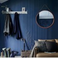 Kulaté zrcadlo WOOD se závěsným páskem 50 cm hnědé