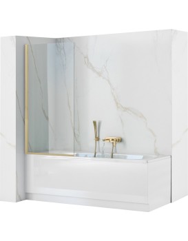 Vanová zástěna Rea Elegant 80 cm čirá/zlatá
