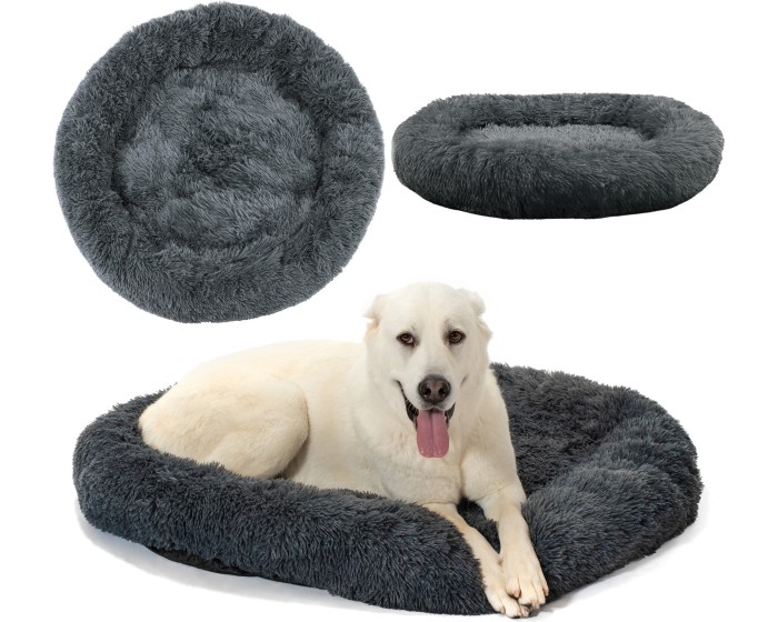 Kulatý pelíšek pro psy a kočky Plush vel. L 100 cm tmavě šedý