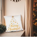 Vánoční 3D povlak na polštář Merry Christmas I. 45x45 cm bílý