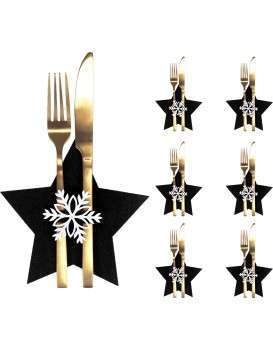 Vánoční obal na příbor Black Star 6 ks černý