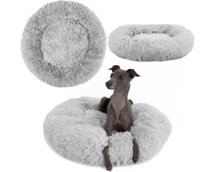 Kulatý pelíšek pro psy a kočky Plush vel. M 80 cm světle šedý
