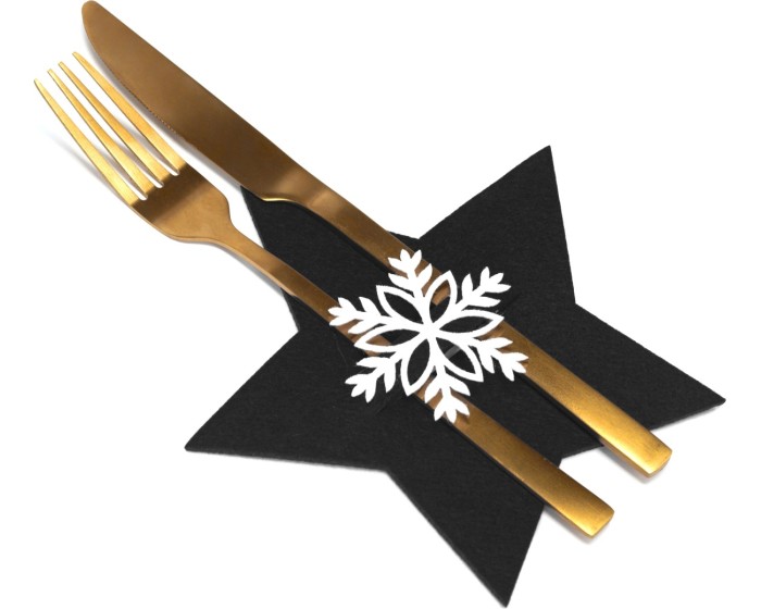 Vánoční obal na příbor Black Star 4 ks černý
